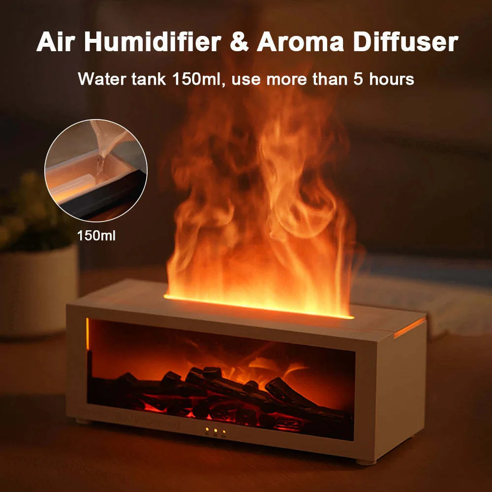 New Flame Aromatherapy Machine Colorful Essential Oil Diffuser Home Large Fog Volume Flame Humidifier 3D Flame Fireplace Machine - Image 3